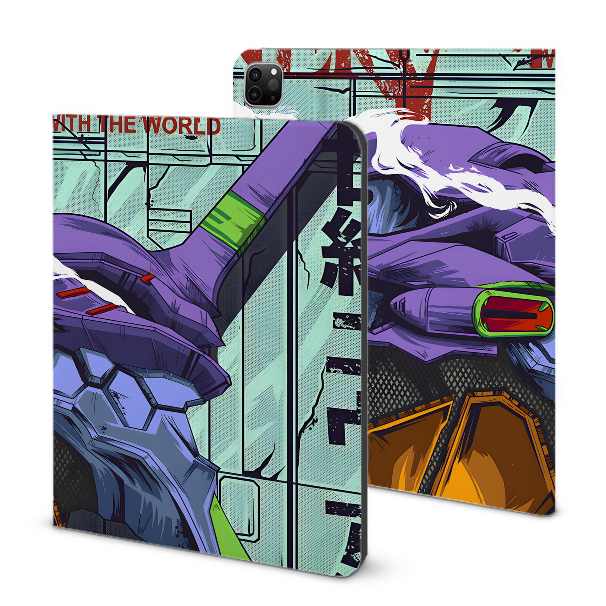 （画像用） EVA 新世紀エヴァンゲリオン IPad ケース ブック型 PUレザー TPU 耐衝撃 軽量 薄型 ペン収納なし 全面保護 IPad 各モデル対応